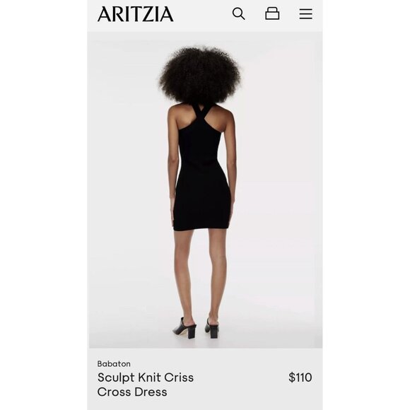 Aritzia Babaton Sculpt Knit Criss Cross‎ Dress Black Bodycon Size M Cocktail - Picture 12 of 14